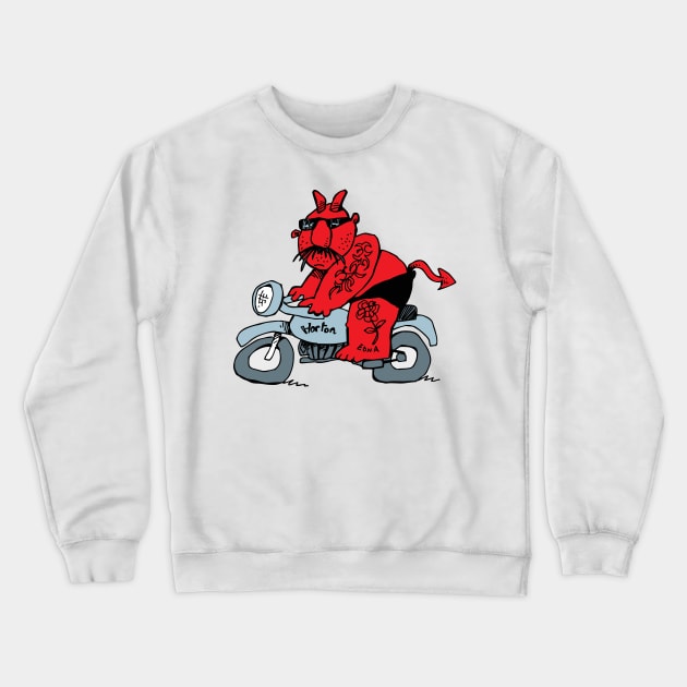 Devil on two wheels Crewneck Sweatshirt by vectormutt
